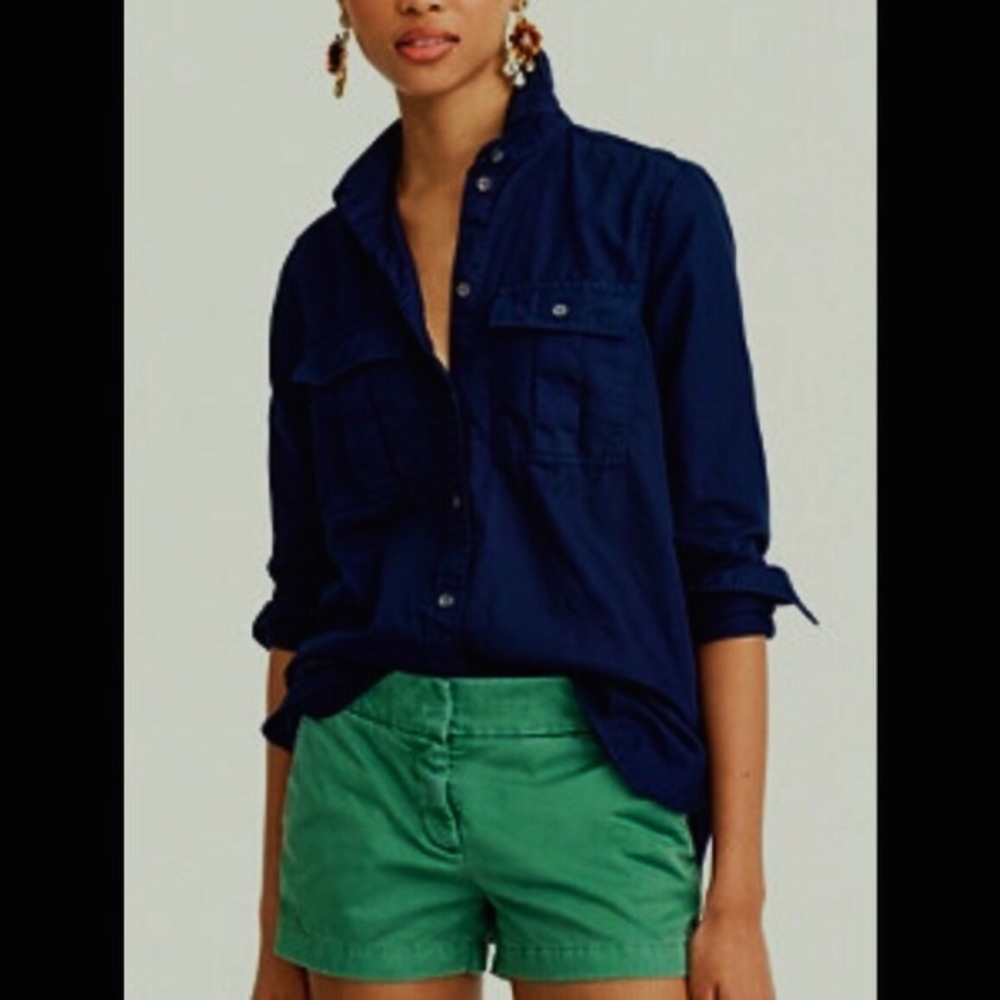 J Crew Green Chino Shorts 00 Cotton